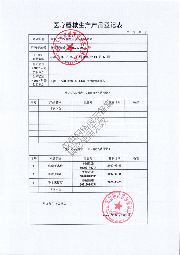 医疗器械生产登记表(图1)